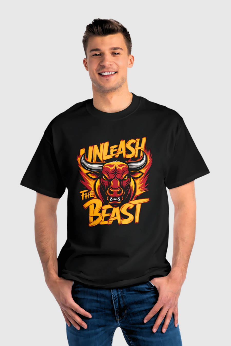 Unleash the Beast – Black Cotton T-Shirt for GYM Lovers (Unisex)