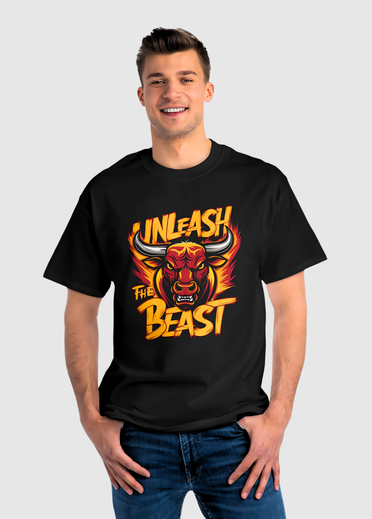 Unleash the Beast – Black Cotton T-Shirt for GYM Lovers (Unisex)