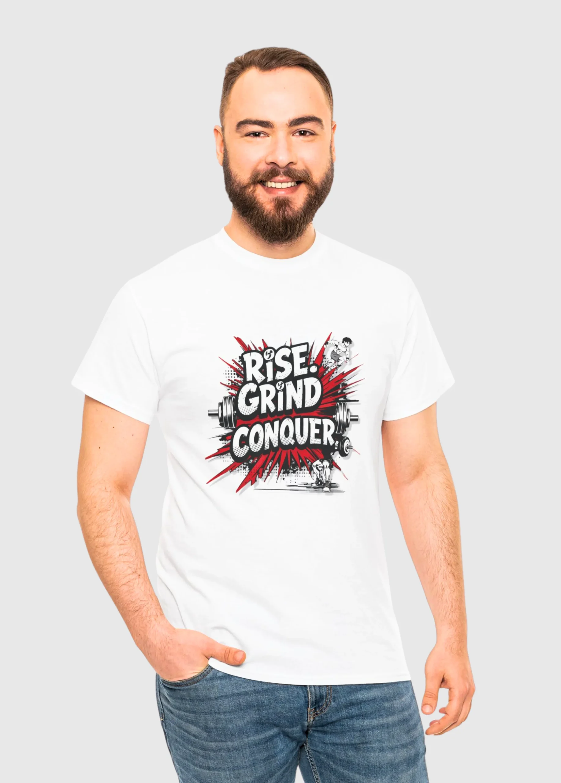 RISE. GRIND. CONQUER. – Unisex Gym T-Shirt