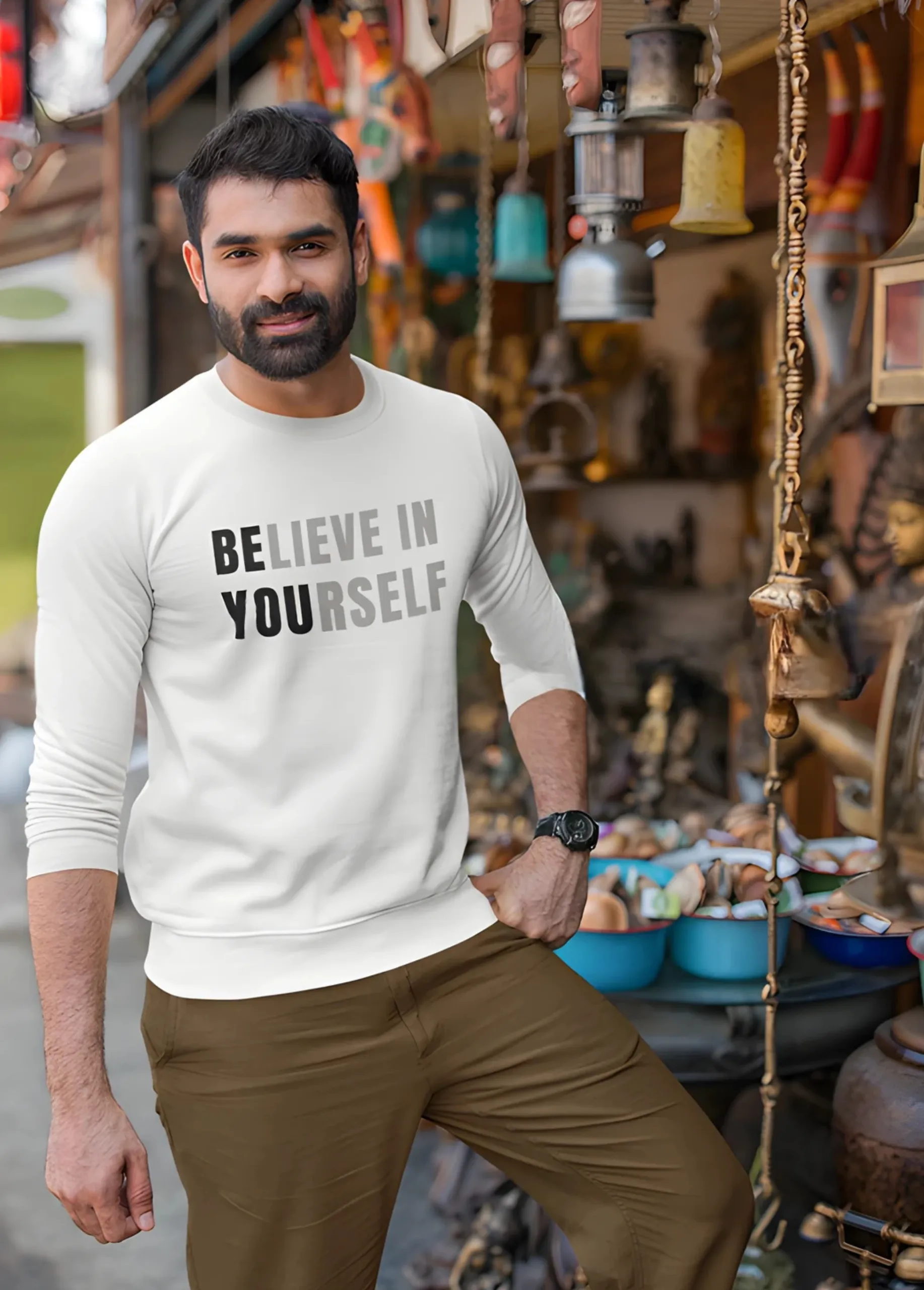 BELIEVE IN YOURSELF | Premium 350 GSM Motivational Sweatshirt for Men - Image 5