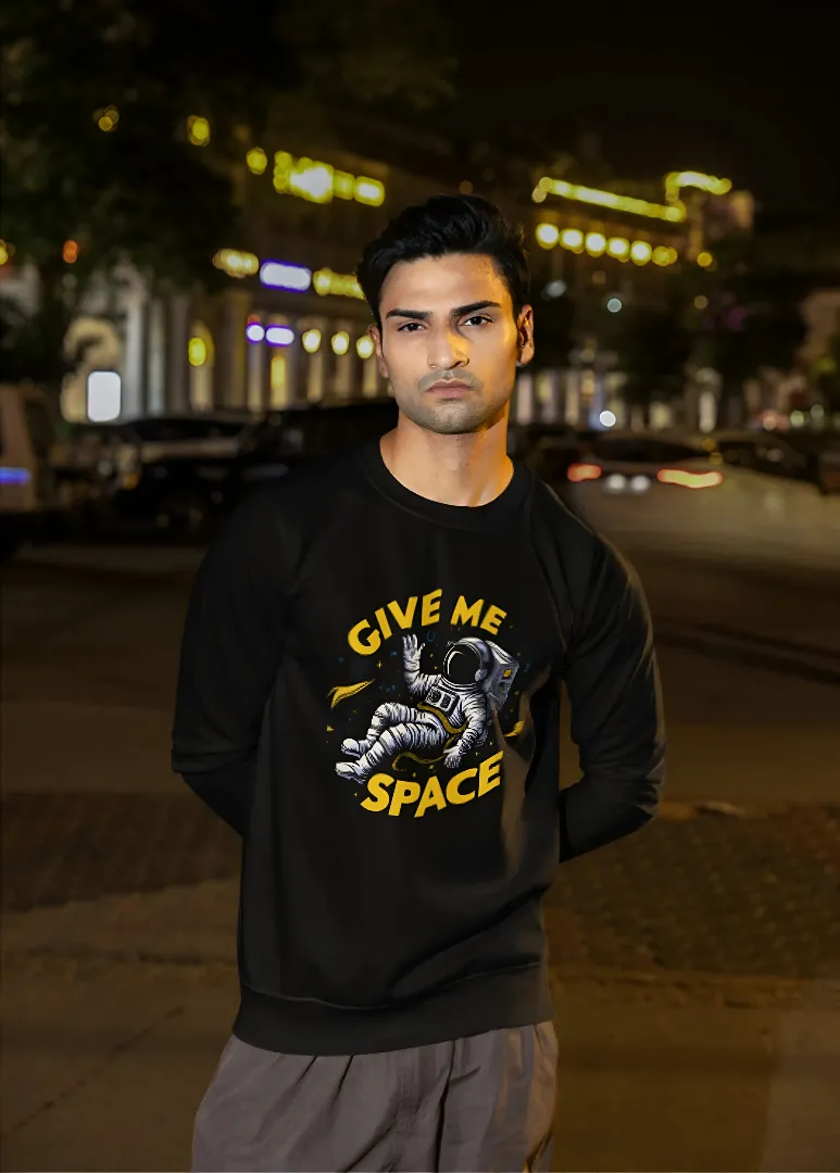 Give Me Space | Premium 350 GSM Black Astronaut Sweatshirt for Men - Image 6