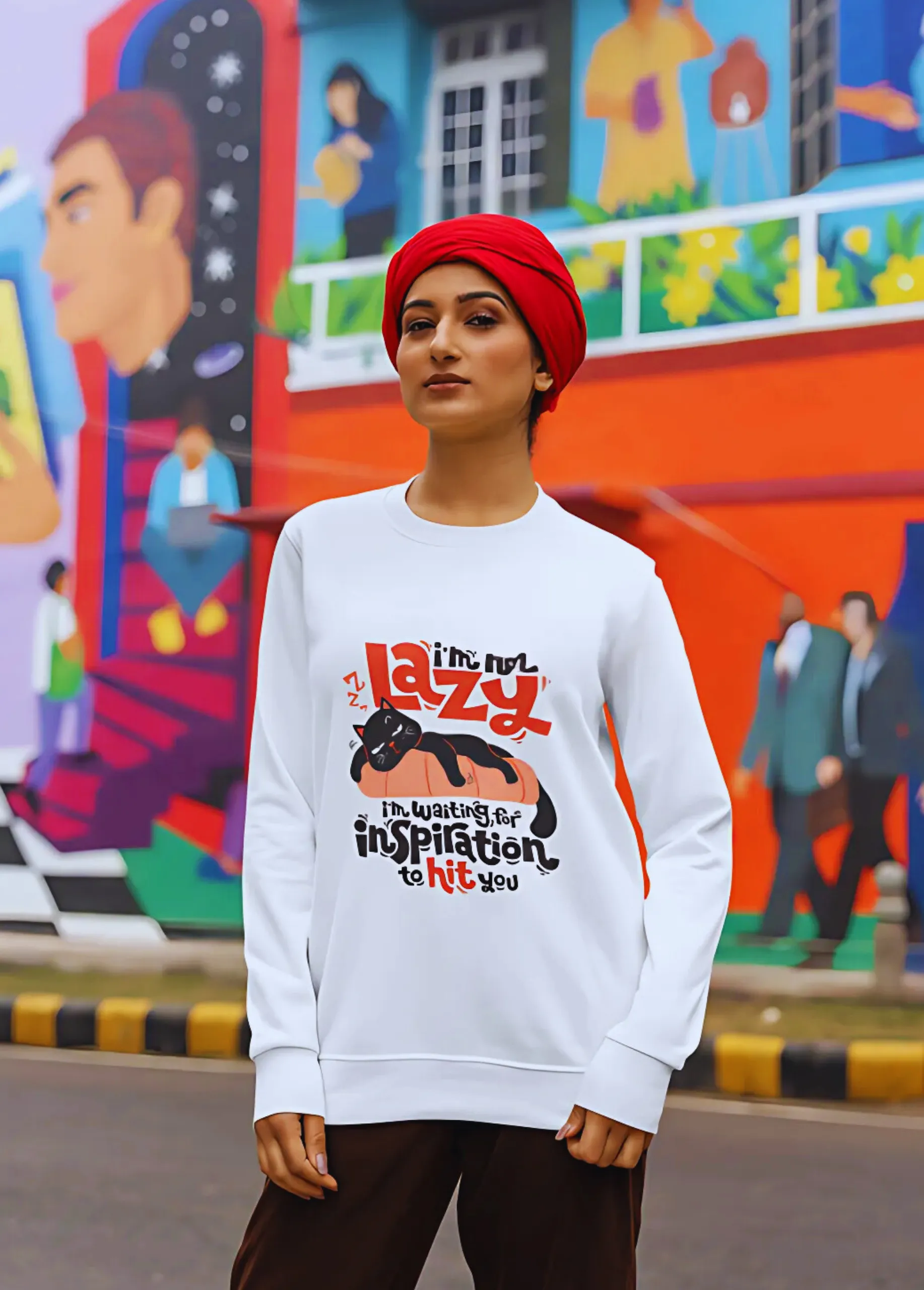 I'm Not Lazy | Premium 350 GSM Funny Cat Sweatshirt for Women - Image 8