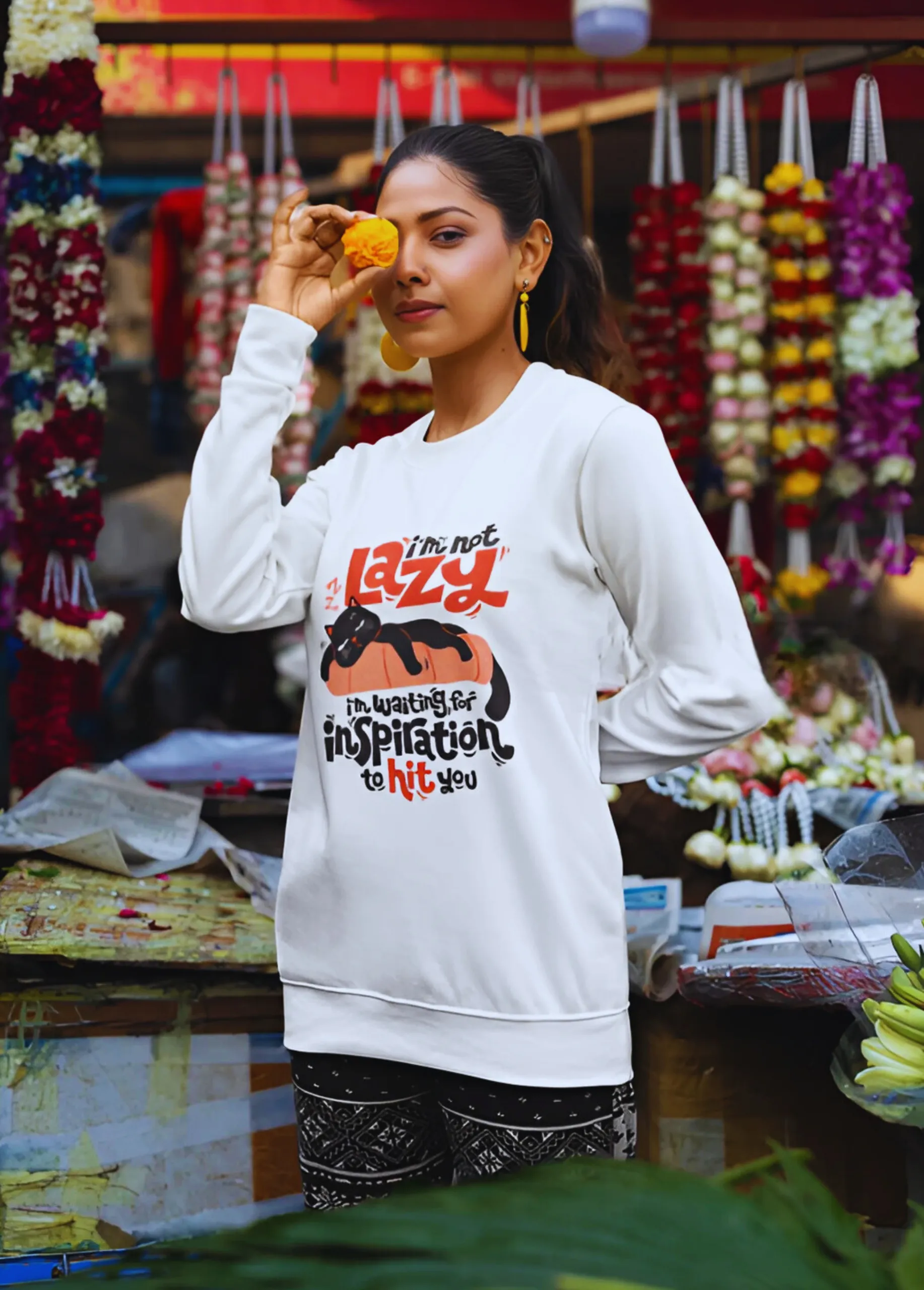 I'm Not Lazy | Premium 350 GSM Funny Cat Sweatshirt for Women - Image 9