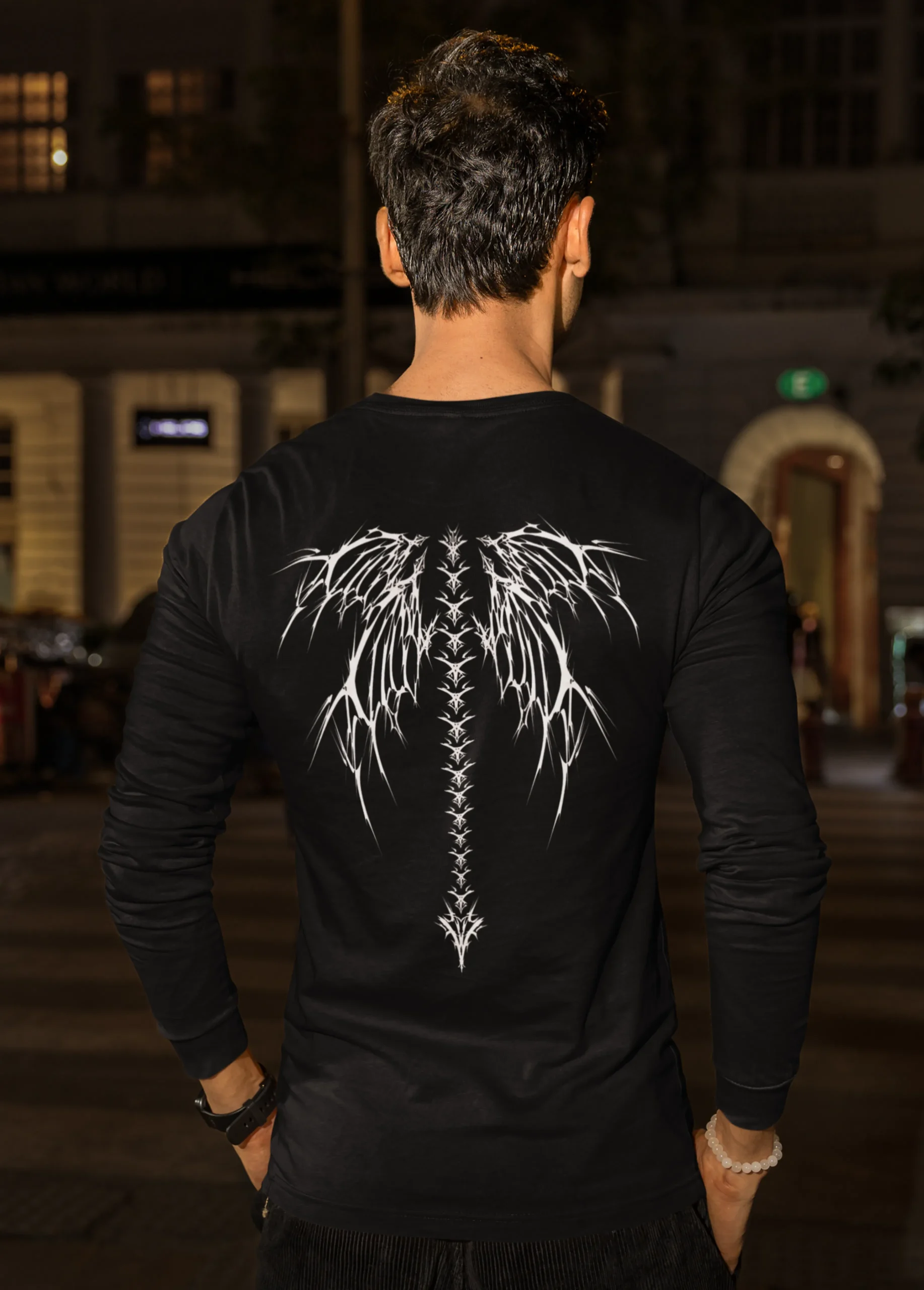 Dark Spine & Wings | Premium 180 GSM Back Print T-Shirt - Image 2