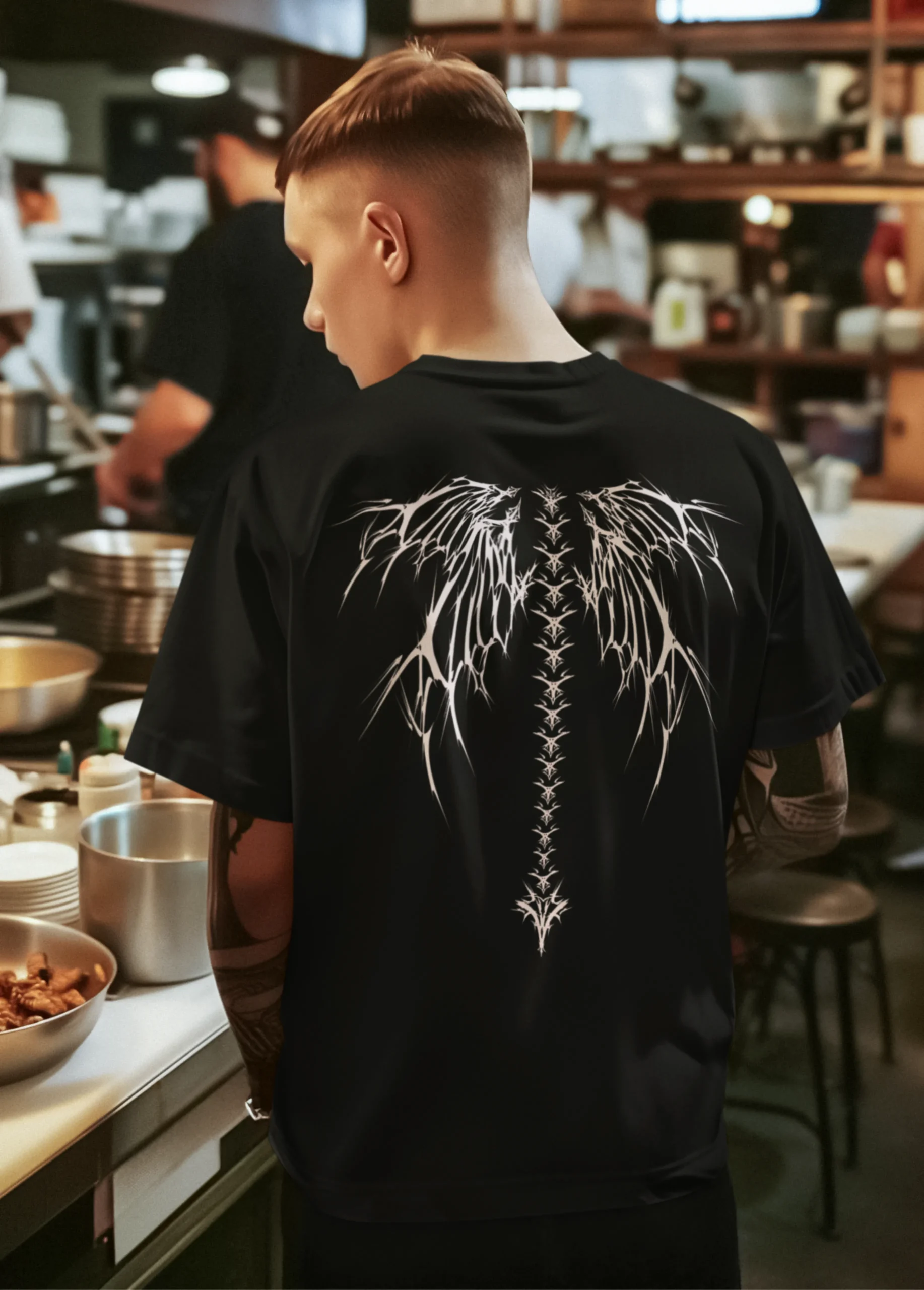 Dark Spine & Wings | Premium 180 GSM Back Print T-Shirt - Image 3
