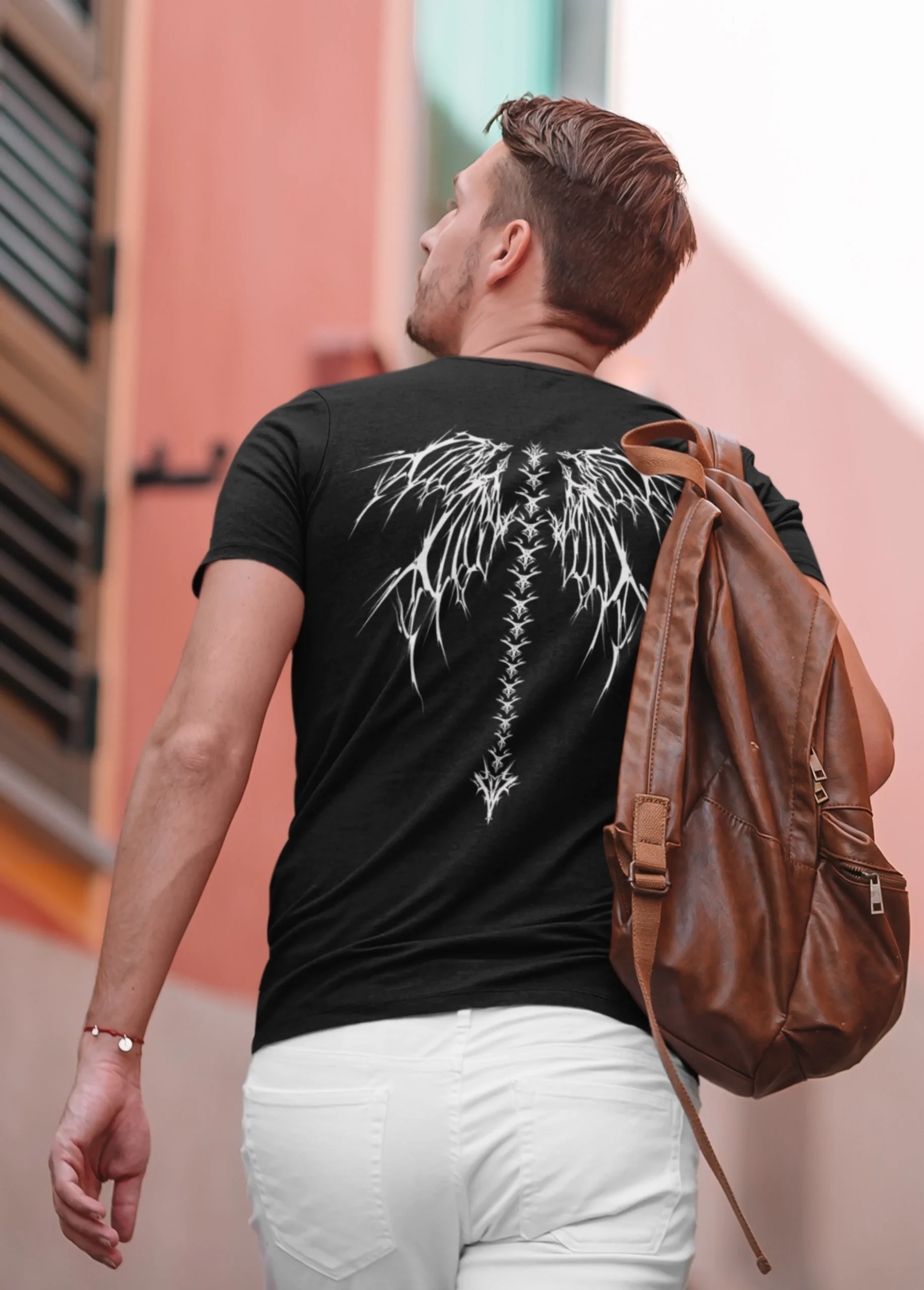 Dark Spine & Wings | Premium 180 GSM Back Print T-Shirt - Image 4