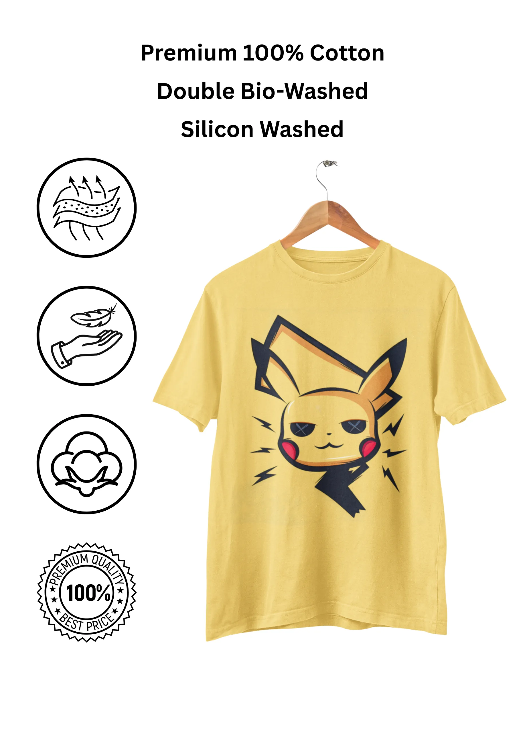 Electric Vibe Pikachu | Premium Women's Anime T-Shirt - Image 4