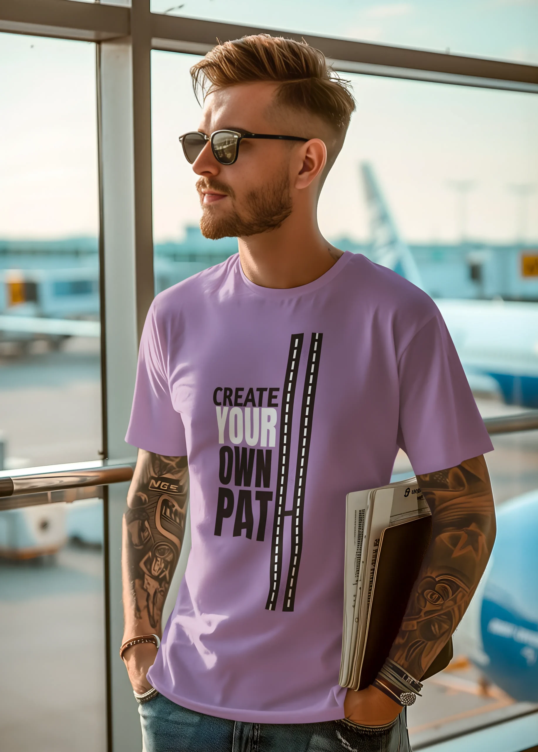 Create Your Own Path | Premium Lavender Unisex Oversized T-Shirt - Image 3