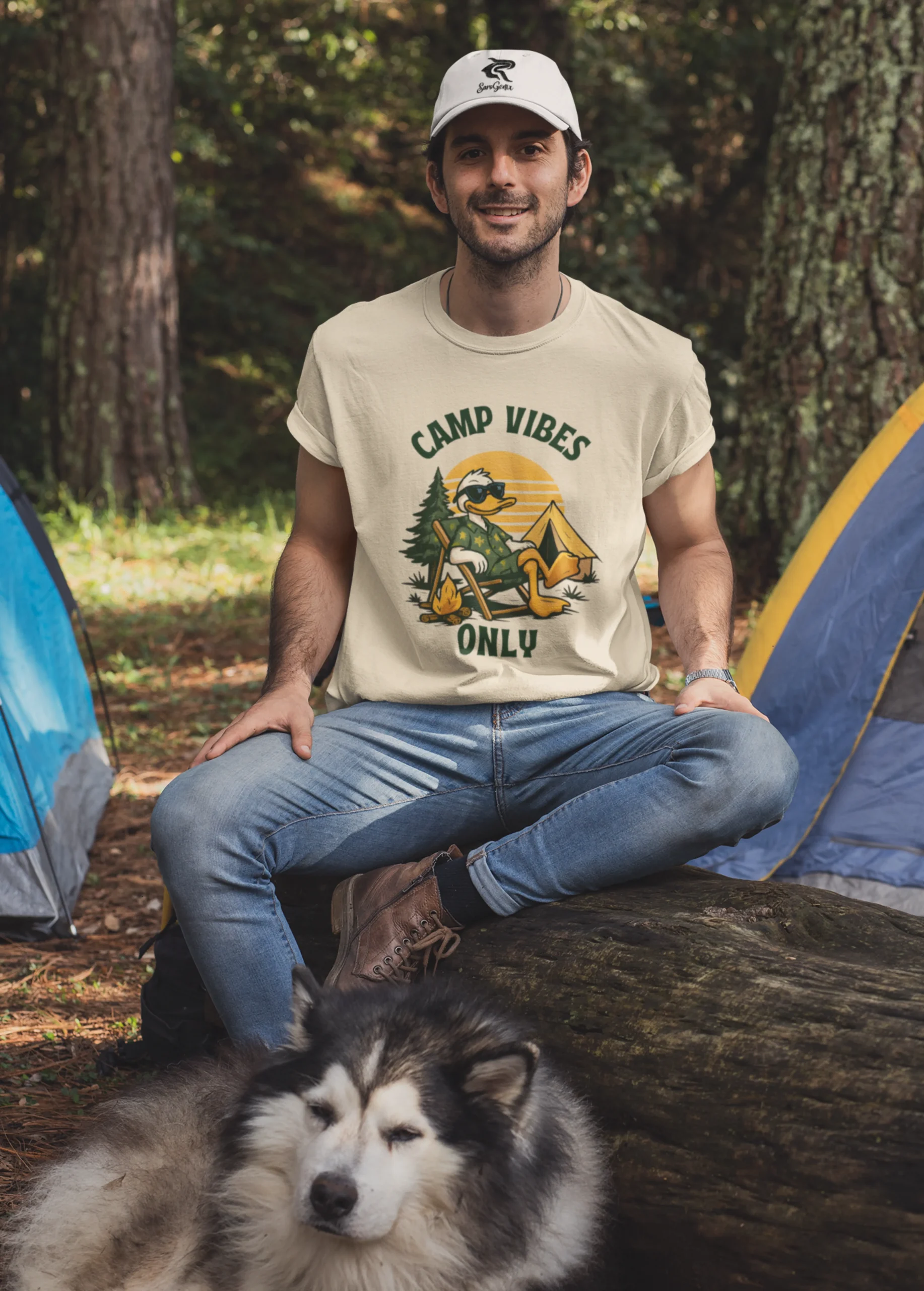 Camp Vibes Only Nature Edition | 180 GSM Bio-Washed Regular Fit | Beige - Image 2