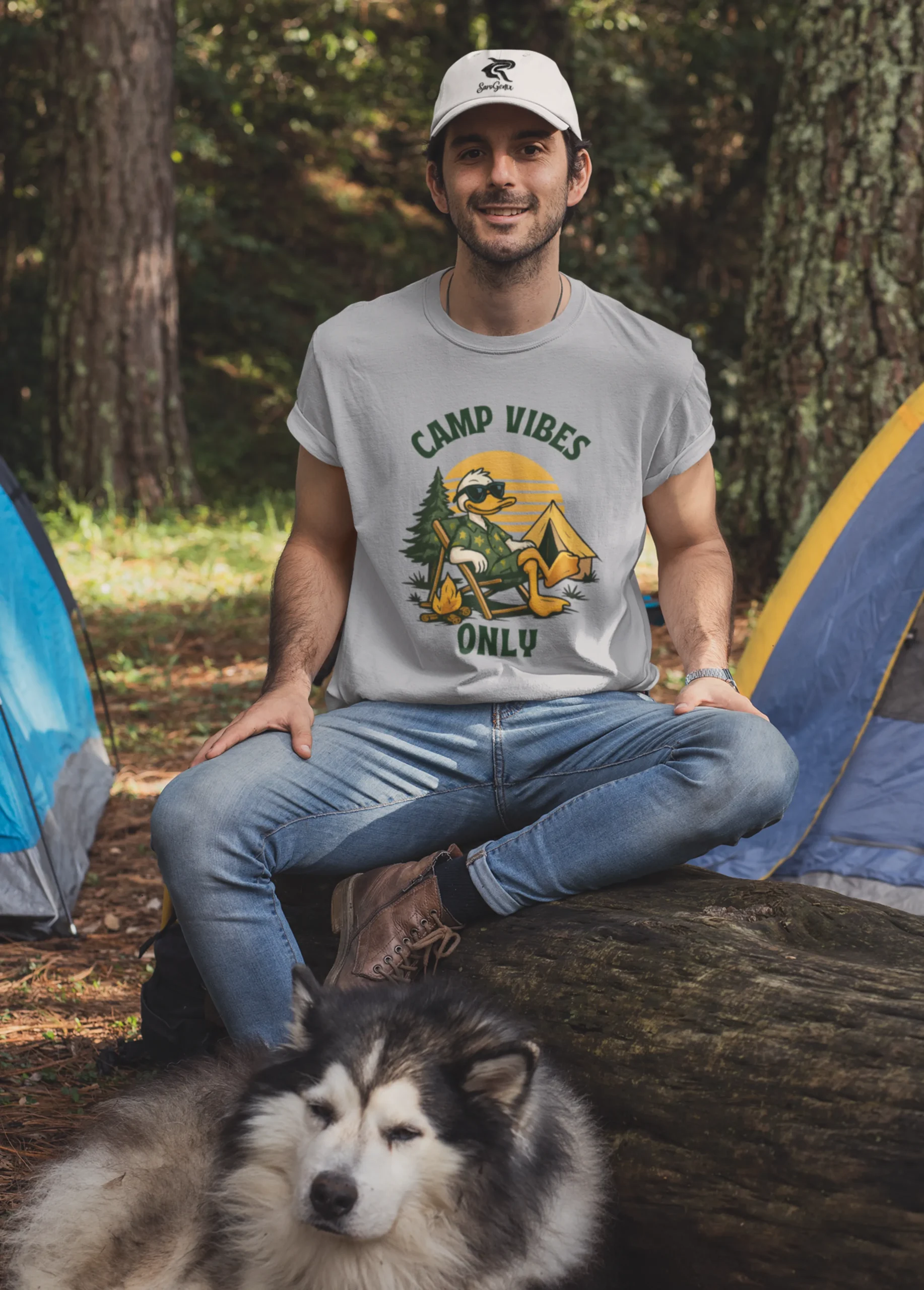 Camp Vibes Only Nature Edition | 180 GSM Bio-Washed Regular Fit | S Grey - Image 2