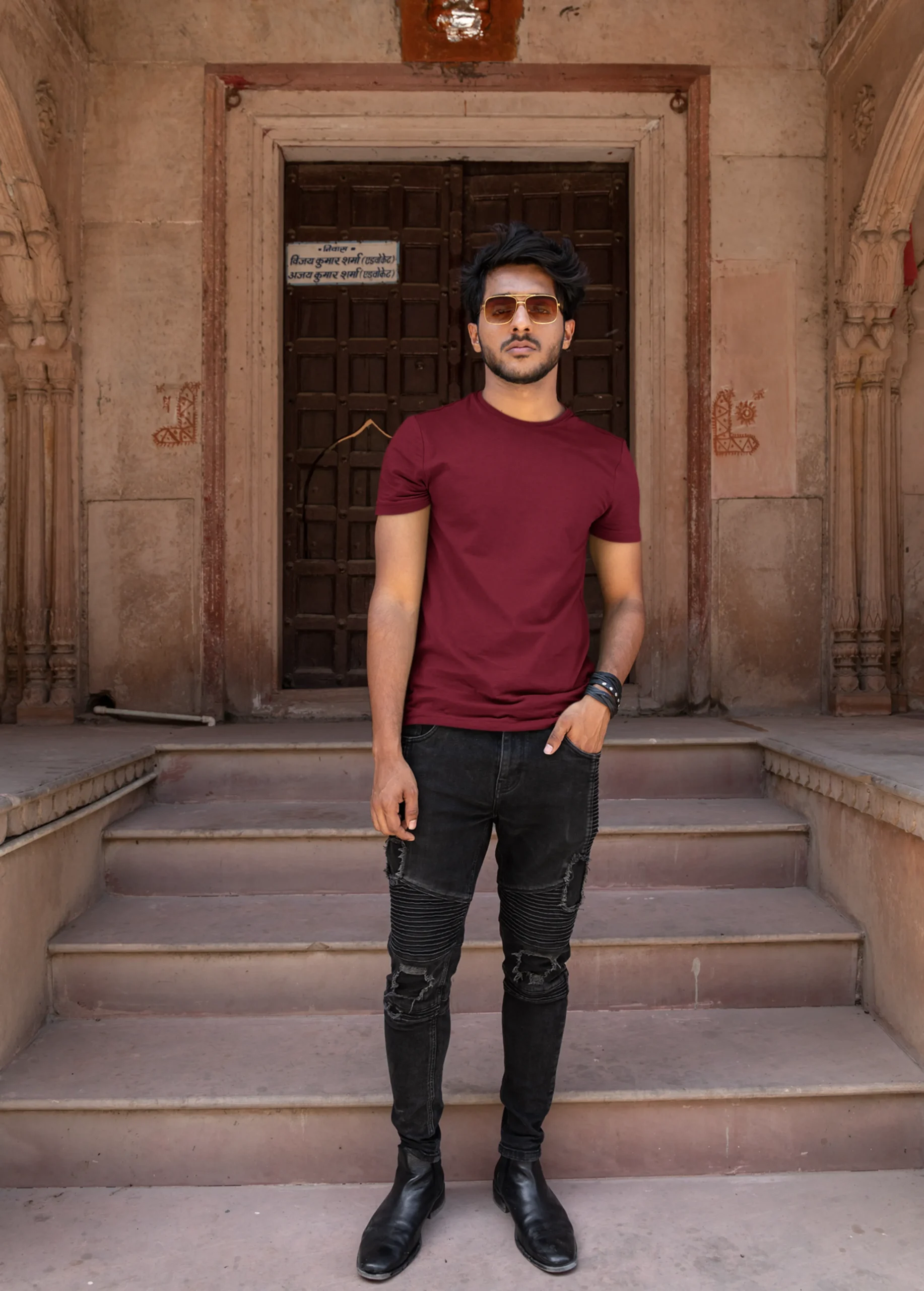Maroon SaroGenix Premium Solid T-Shirt for Men & Women | 100% Cotton 180 GSM Super Smooth Regular Fit - Image 2