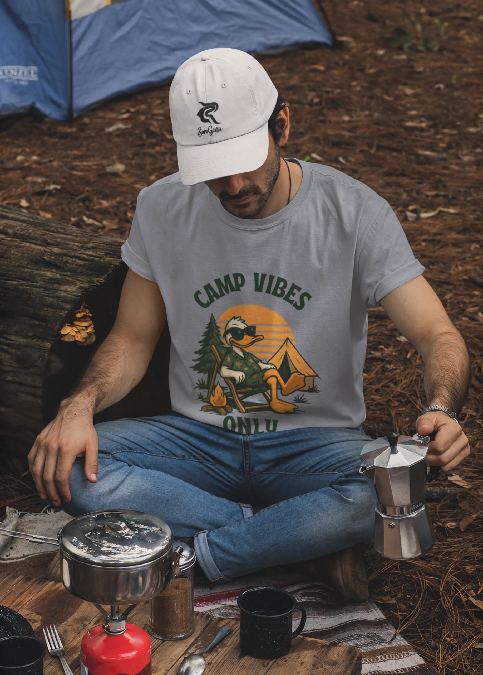 Camp Vibes Only Nature Edition | 180 GSM Bio-Washed Regular Fit | S Grey - Image 4
