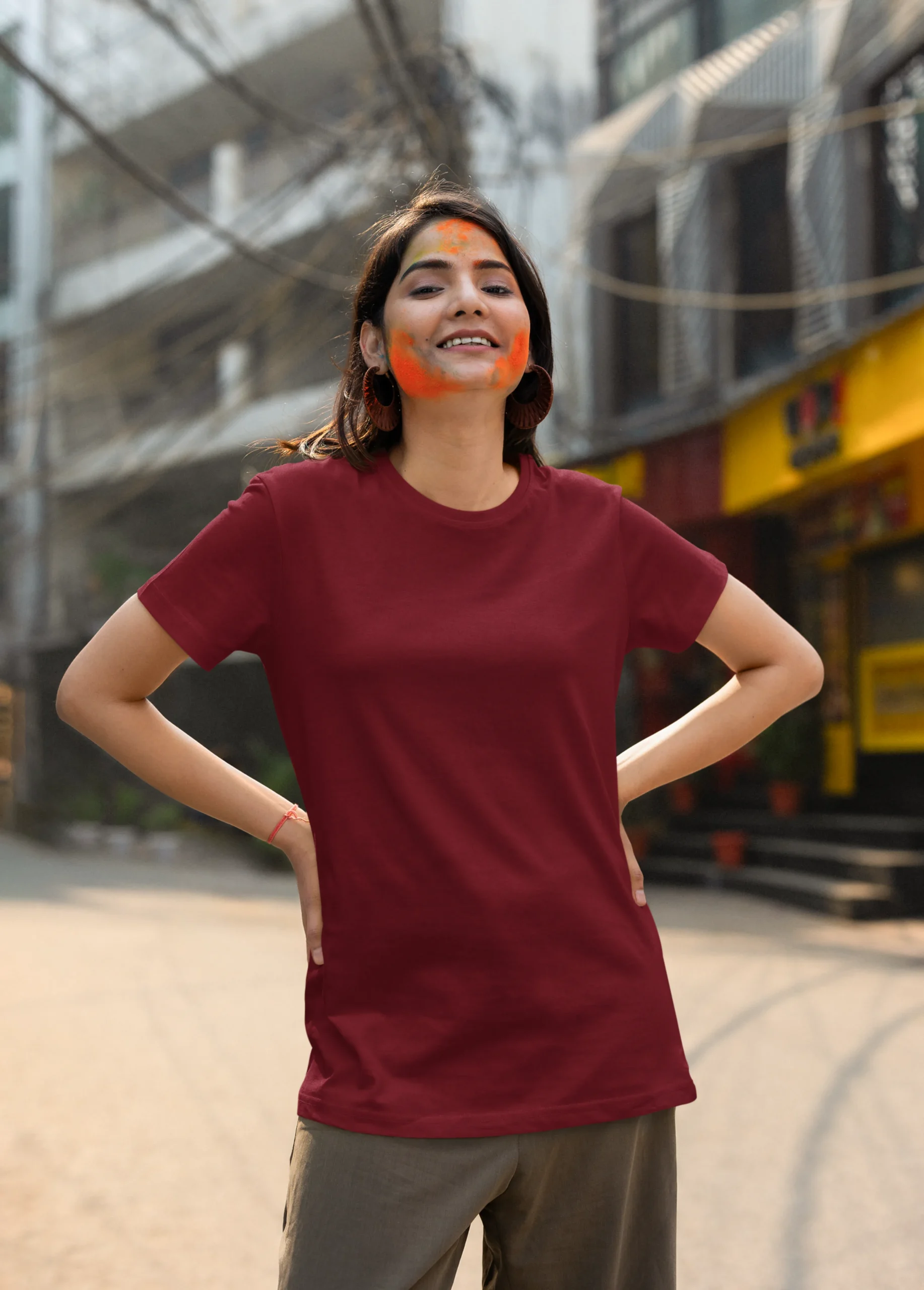 Maroon SaroGenix Premium Solid T-Shirt for Men & Women | 100% Cotton 180 GSM Super Smooth Regular Fit - Image 4