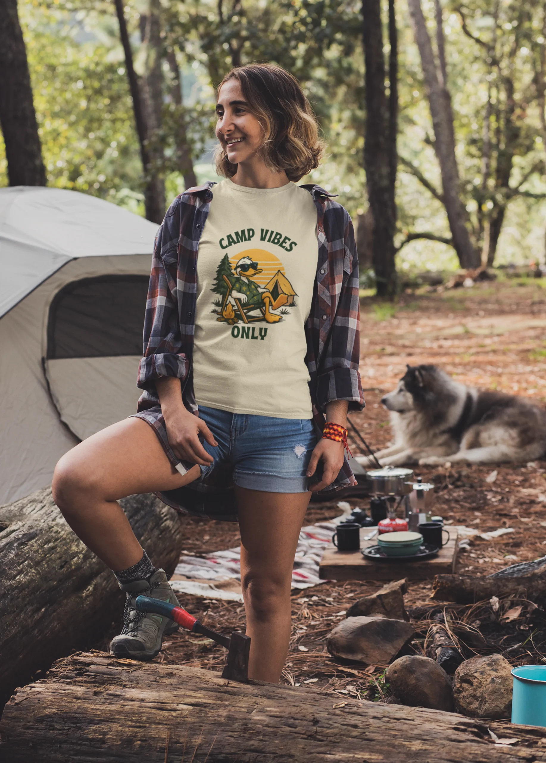 Camp Vibes Only Nature Edition | 180 GSM Bio-Washed Regular Fit | Beige - Image 6