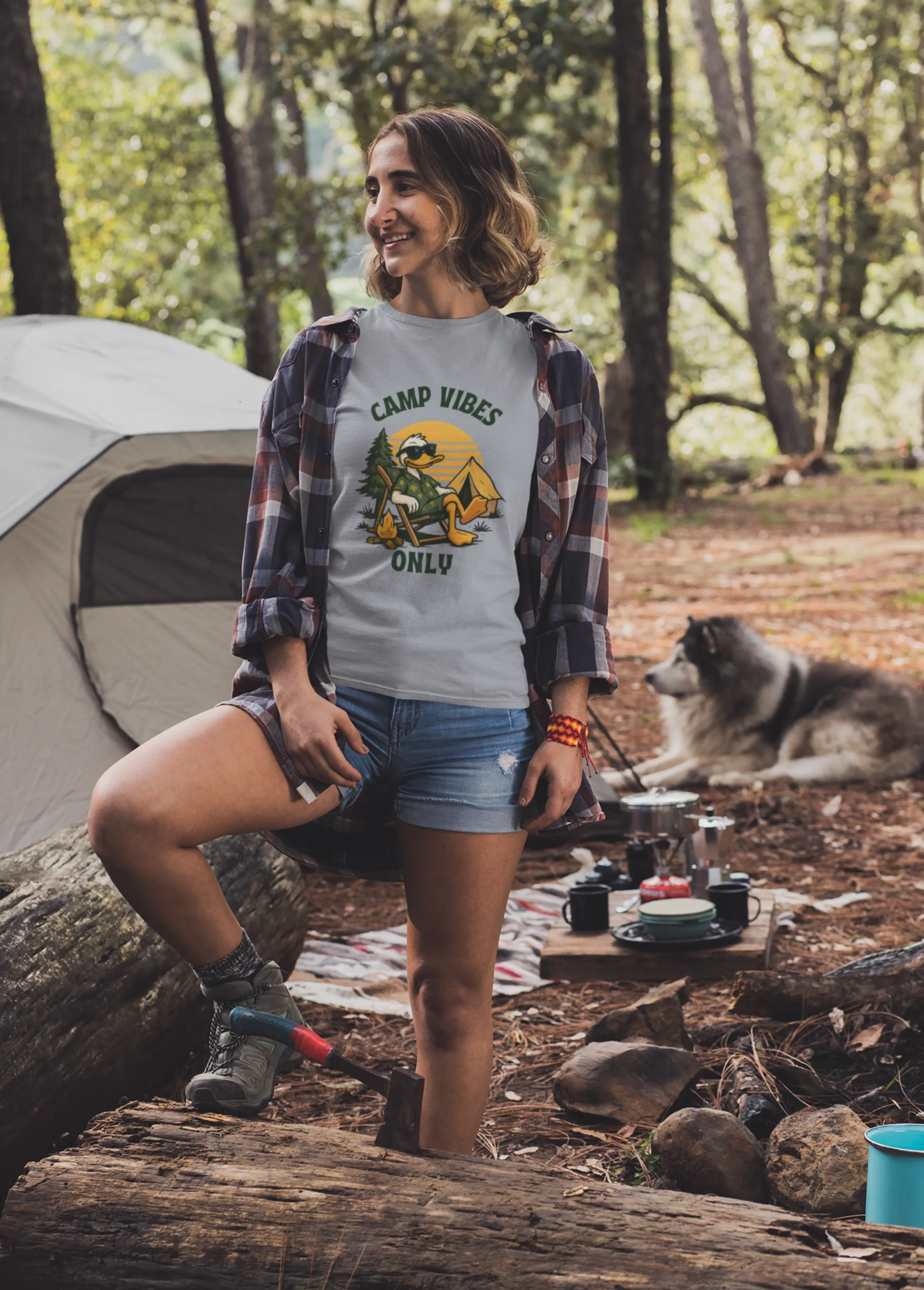 Camp Vibes Only Nature Edition | 180 GSM Bio-Washed Regular Fit | S Grey - Image 6