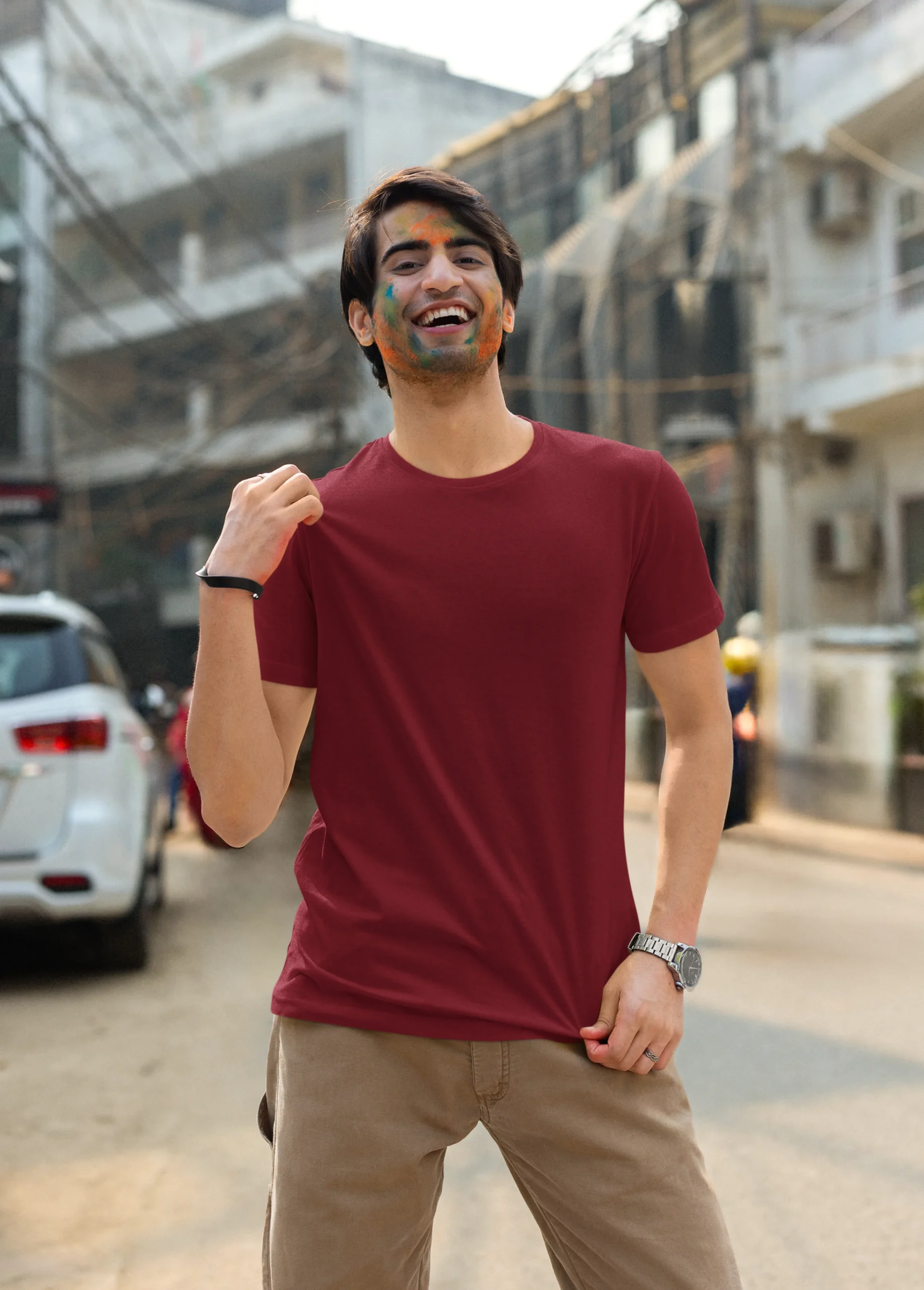 Maroon SaroGenix Premium Solid T-Shirt for Men & Women | 100% Cotton 180 GSM Super Smooth Regular Fit - Image 5