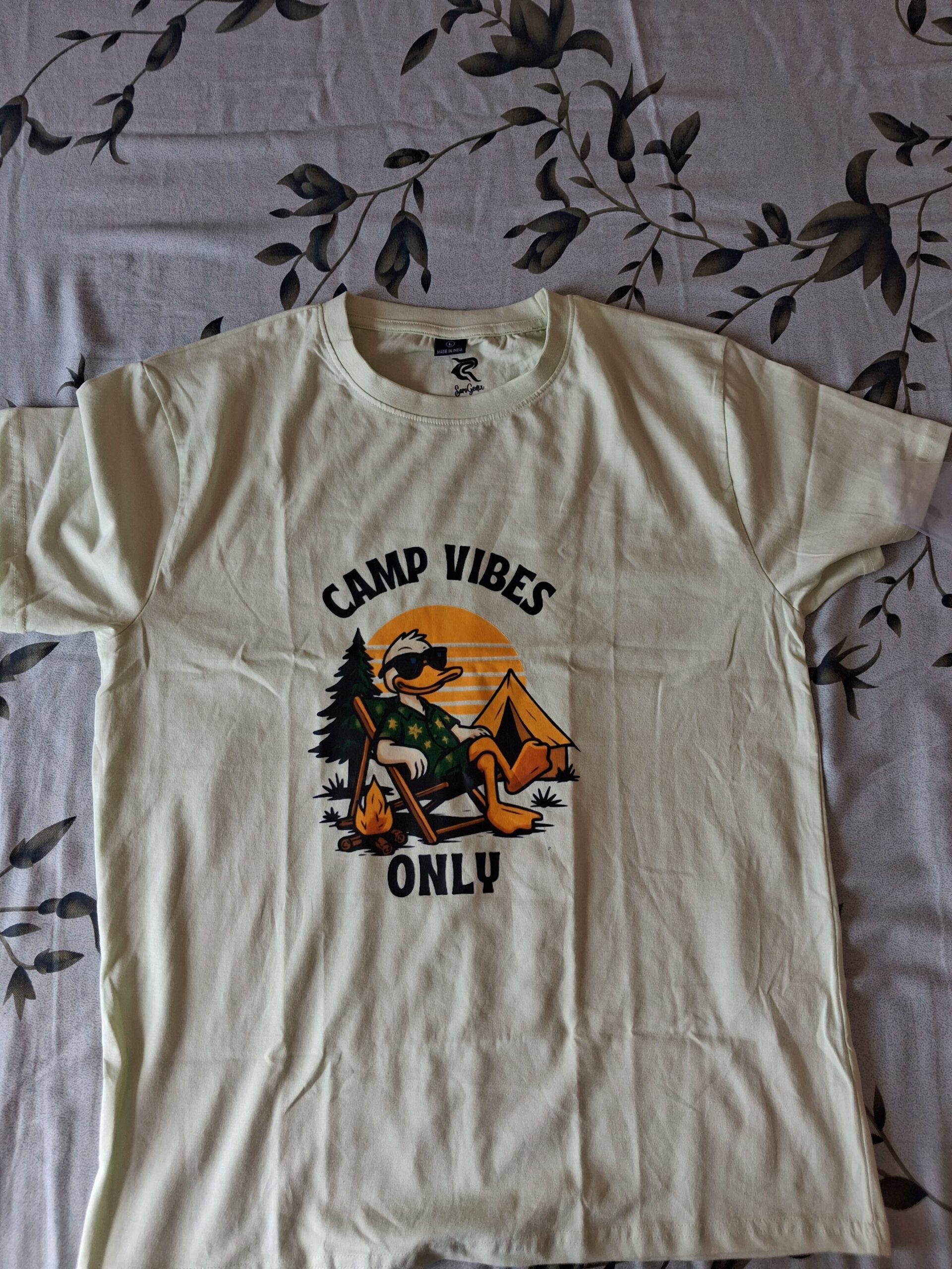 Camp Vibes Only Nature Edition | 180 GSM Bio-Washed Regular Fit | Beige photo review
